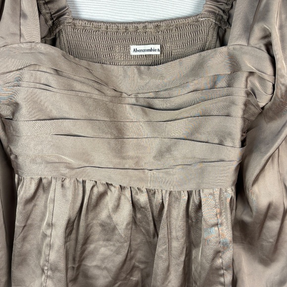 Abercrombie & Fitch Women Long sleeve Y2K BabyDoll Crop Top Sz S Smocked Evening - Picture 3 of 14